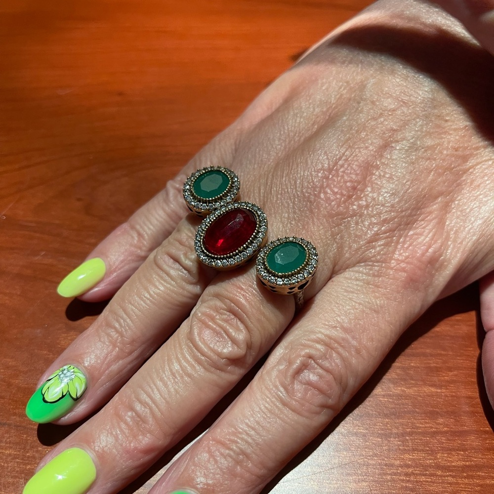 Ottoman Vintage Silver Ring that goes on two Fingers Size 7/6
